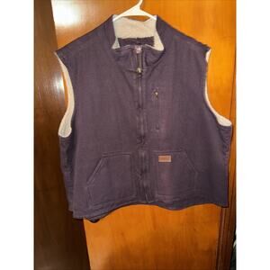 Forge Work Wear Purple Canvas Sherpa Lined Work Vest Womens 3XL Pockets Zippers